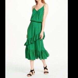 Just Female Fernanda Green Ruffle Polka Dot Dress XS
